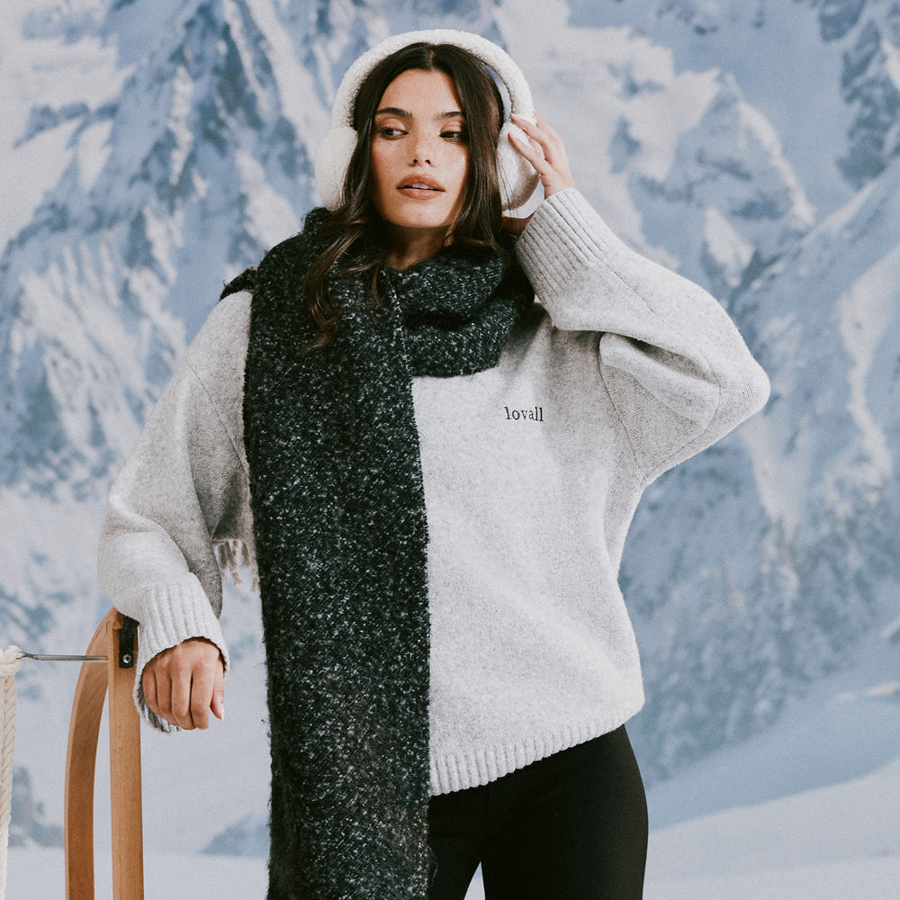 Lovall Knit Oversized Jumper - Light Grey