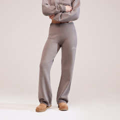 Soft Knit Wide Leg Trousers - Mocha