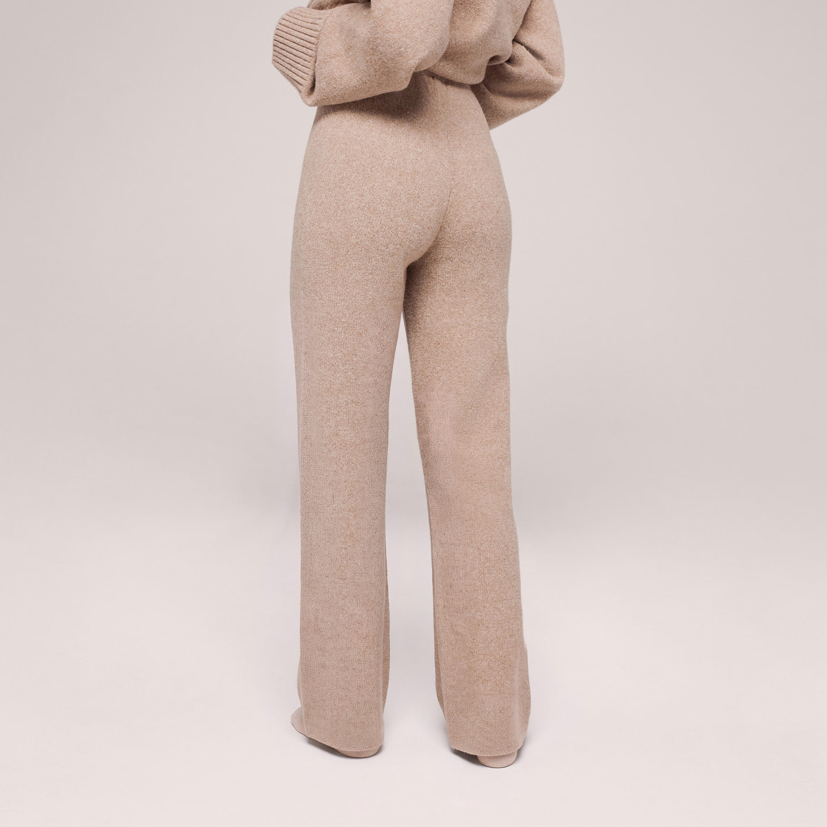Wide Leg Knit Trousers - Biscuit