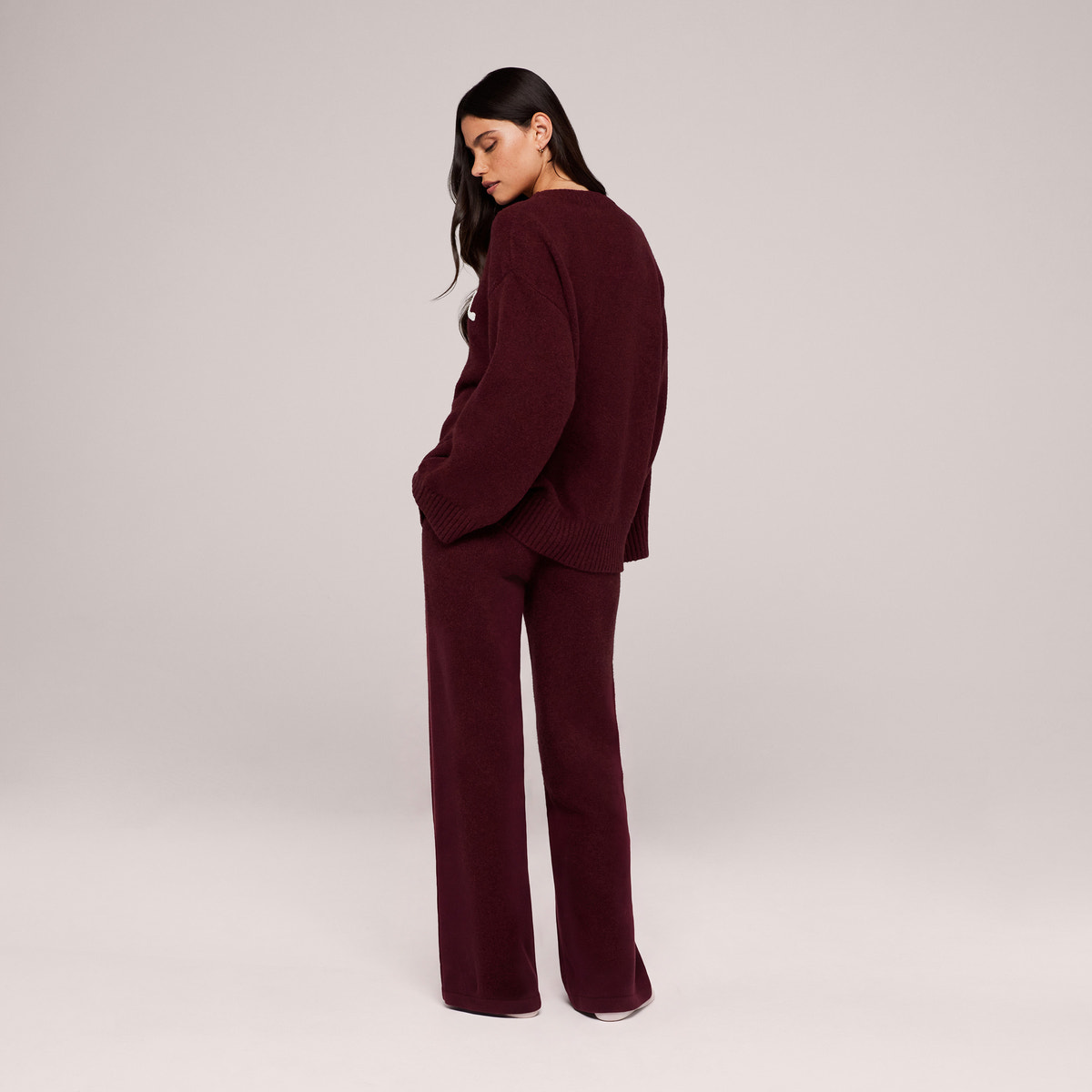 Varsity Knit Oversized Jumper - Burgundy
