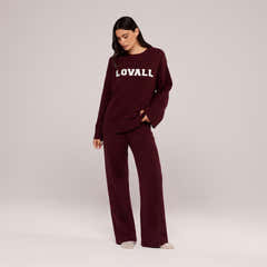 Varsity Knit Oversized Jumper - Burgundy
