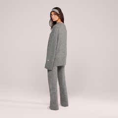 Alpaca Knit Split Hem Oversized Jumper - Grey
