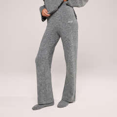 Alpaca Knit Wide Leg Trousers - Grey