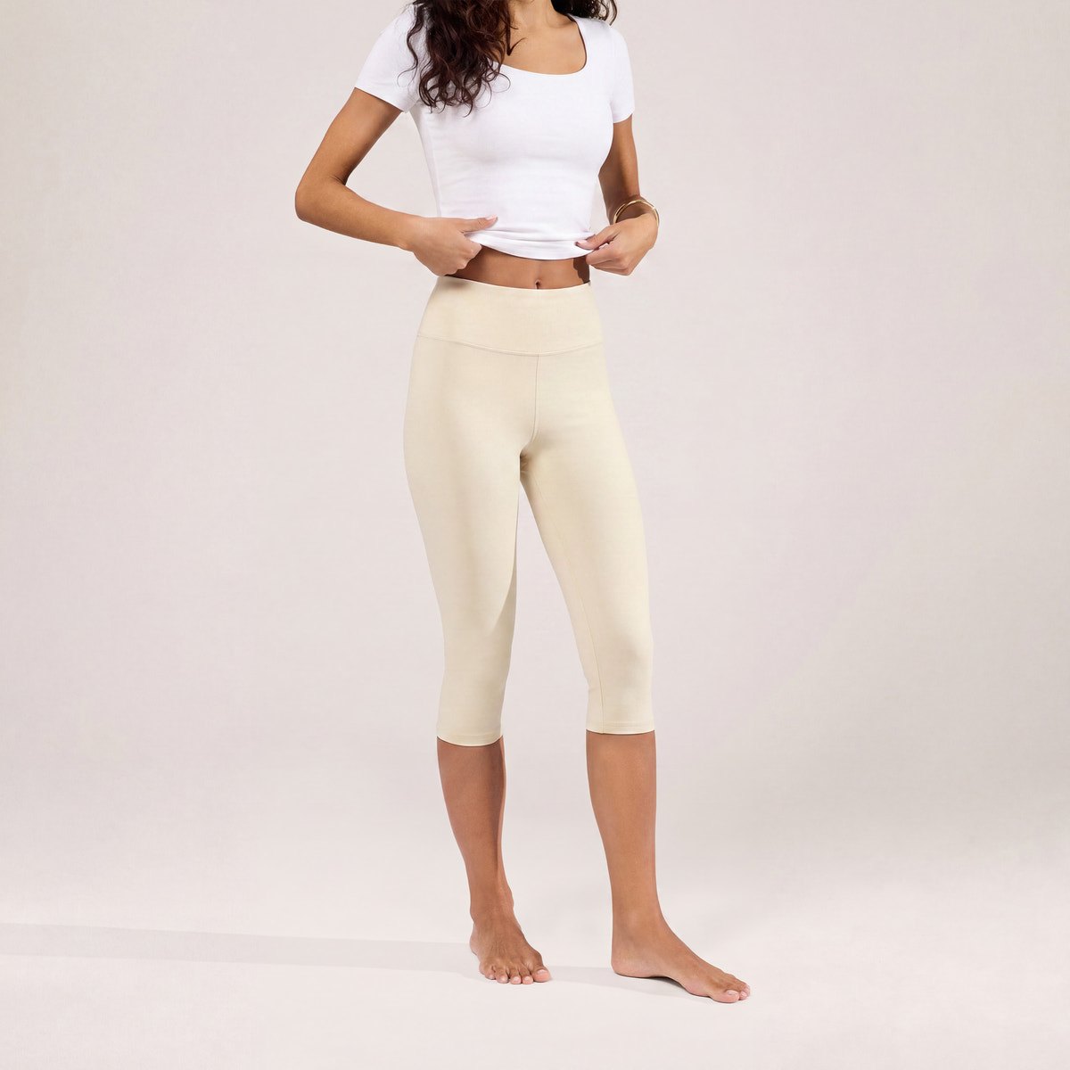 Capri Lightweight Leggings - Natural Beige