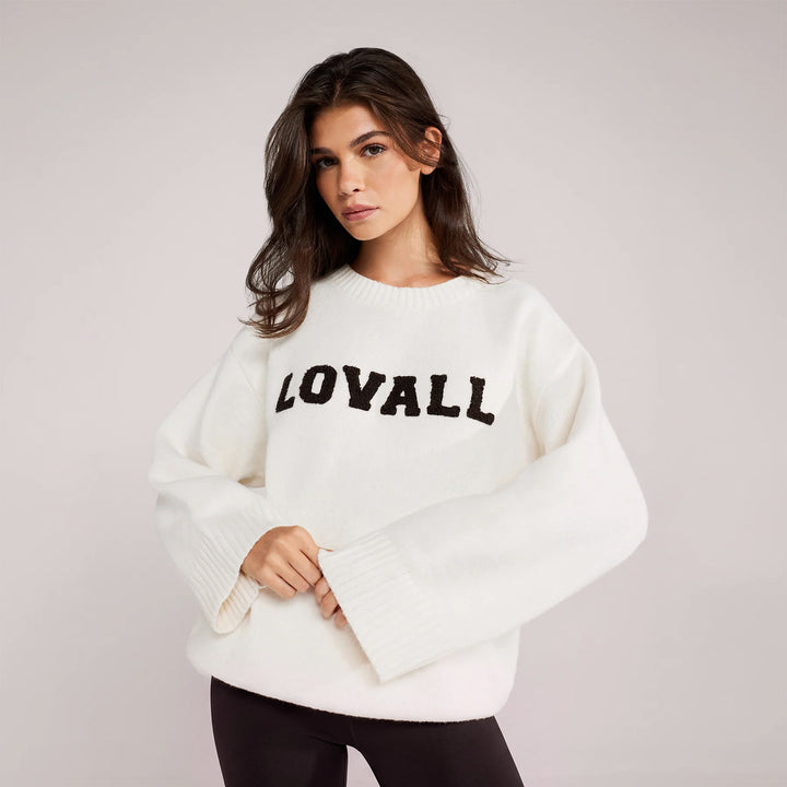 Varsity Knit Oversized Jumper - Off White