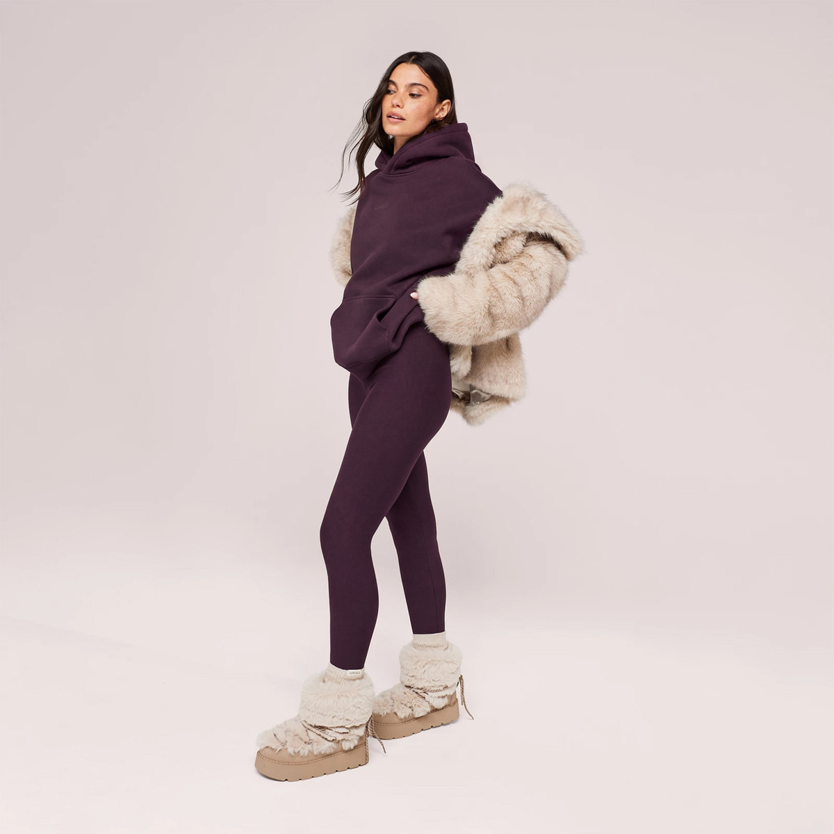 Winter Everyday Fleece-Lined Leggings - Wine