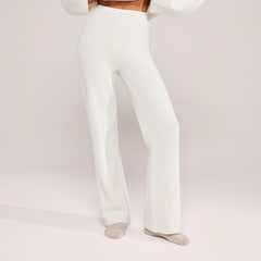 Wide Leg Knit Trousers - Off White