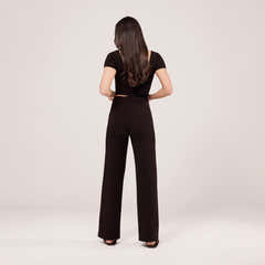 Lightweight Wide Leg Trousers - Black Coffee