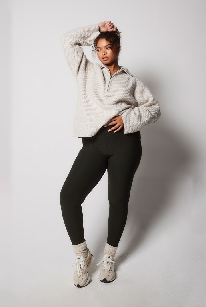 Winter Everyday Fleece-Lined Leggings - Deep Olive