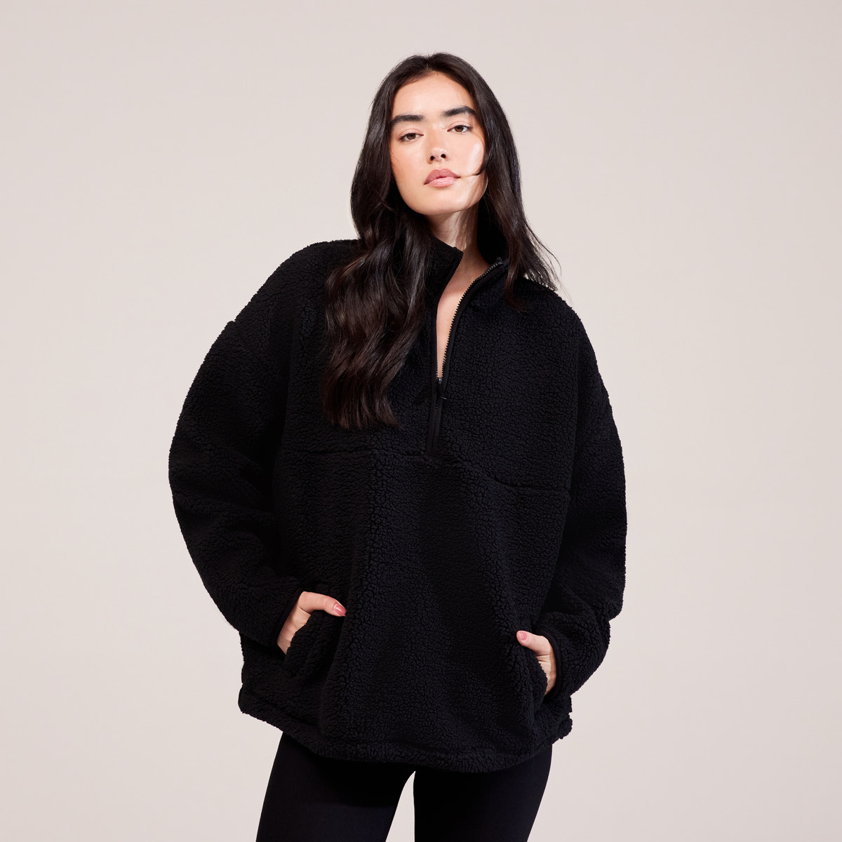 Borg 1/4 Zip Fleece - Black