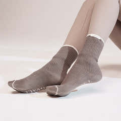 Knitted Rib Socks 2 Pack - Beige/Mocha