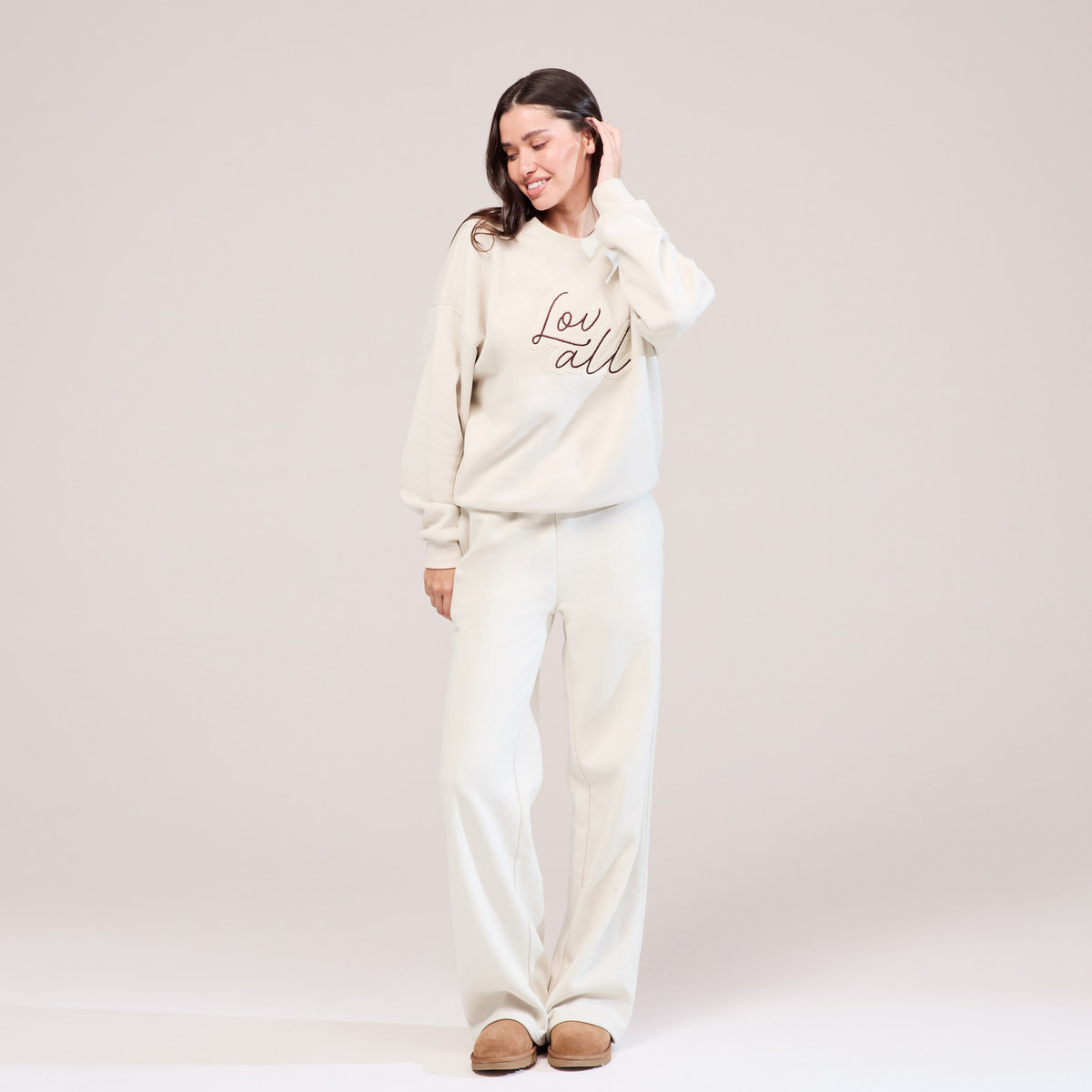 Organic Oversized Sweatshirt Lovall Script - Ecru