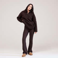 Borg 1/4 Zip Fleece - Espresso Brown