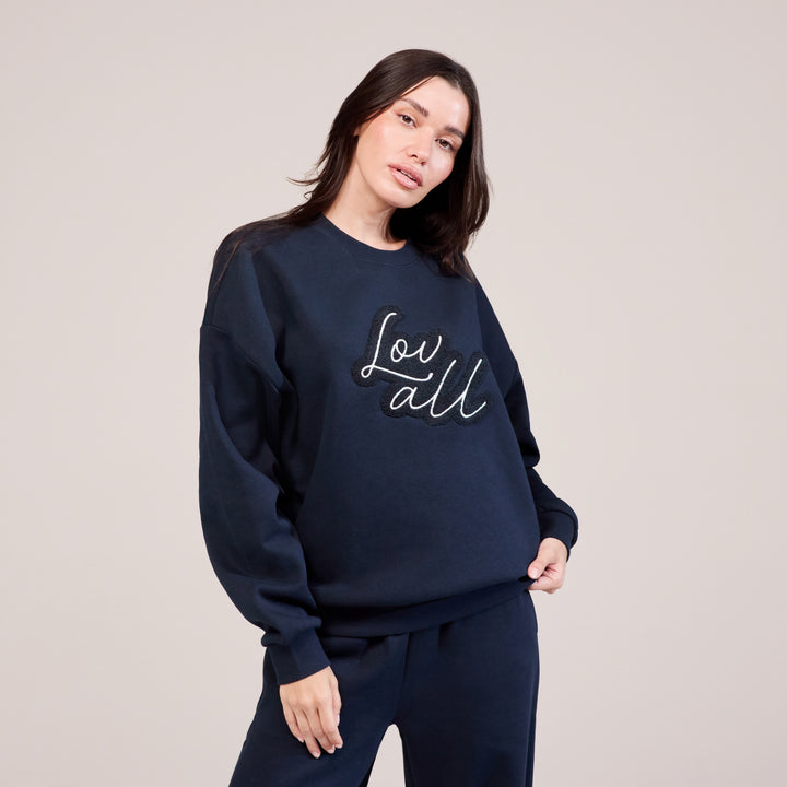 Organic Oversized Sweatshirt Lovall Script - Vintage Navy