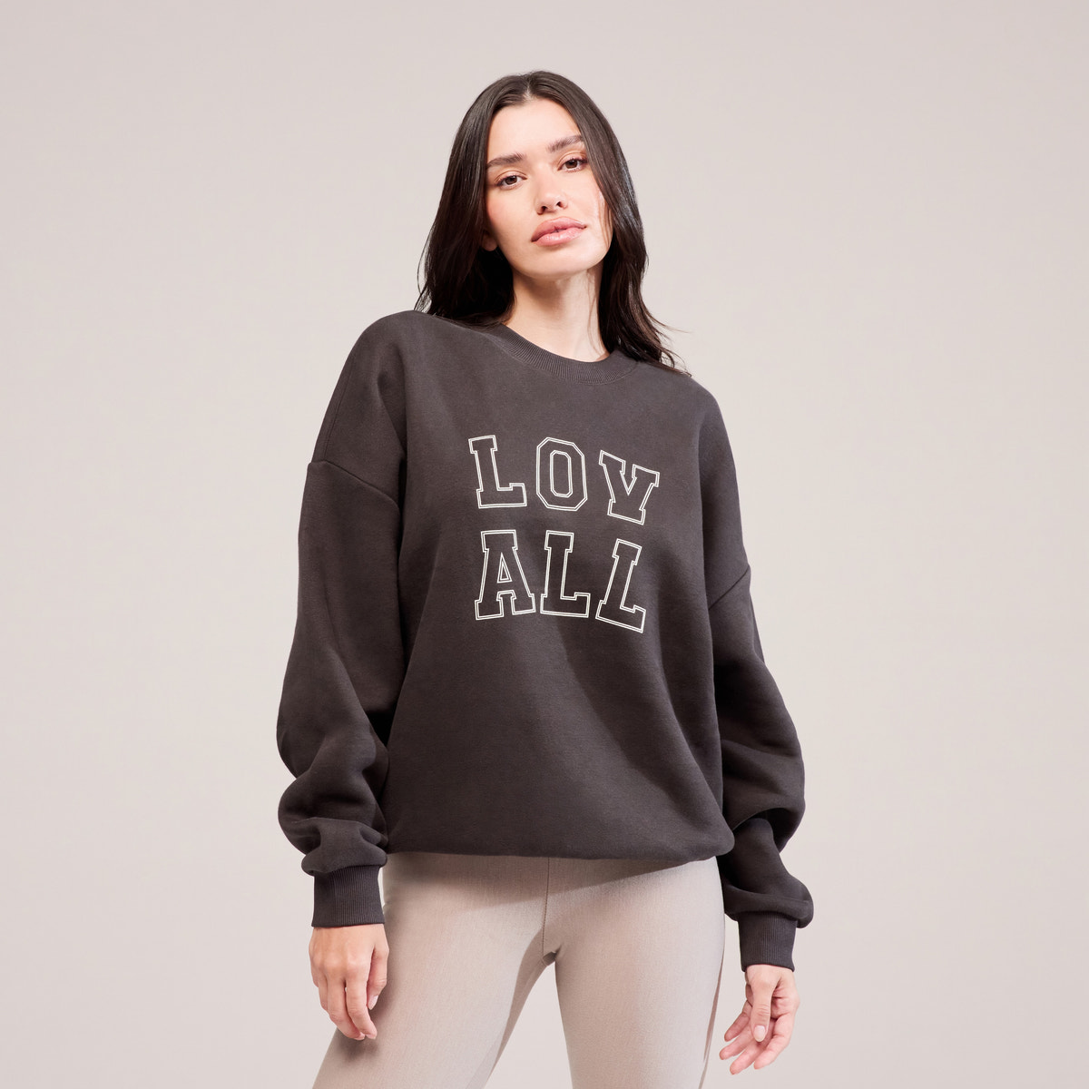 Heavyweight Oversized Sweatshirt Varsity - Black Coffee