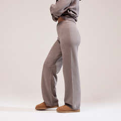 Soft Knit Wide Leg Trousers - Mocha