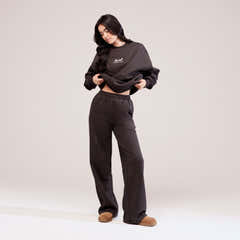 Organic Oversized Sweatshirt Landscape - Black Coffee