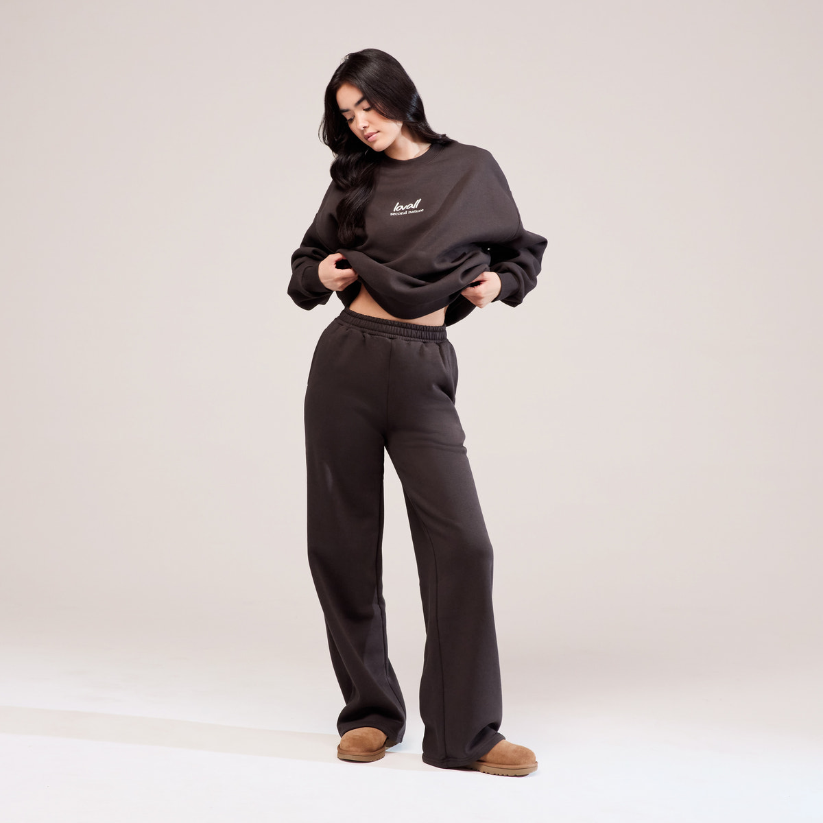 Organic Oversized Sweatshirt Landscape - Black Coffee