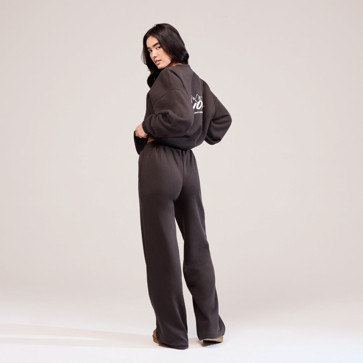 Organic Oversized Sweatshirt Landscape - Black Coffee