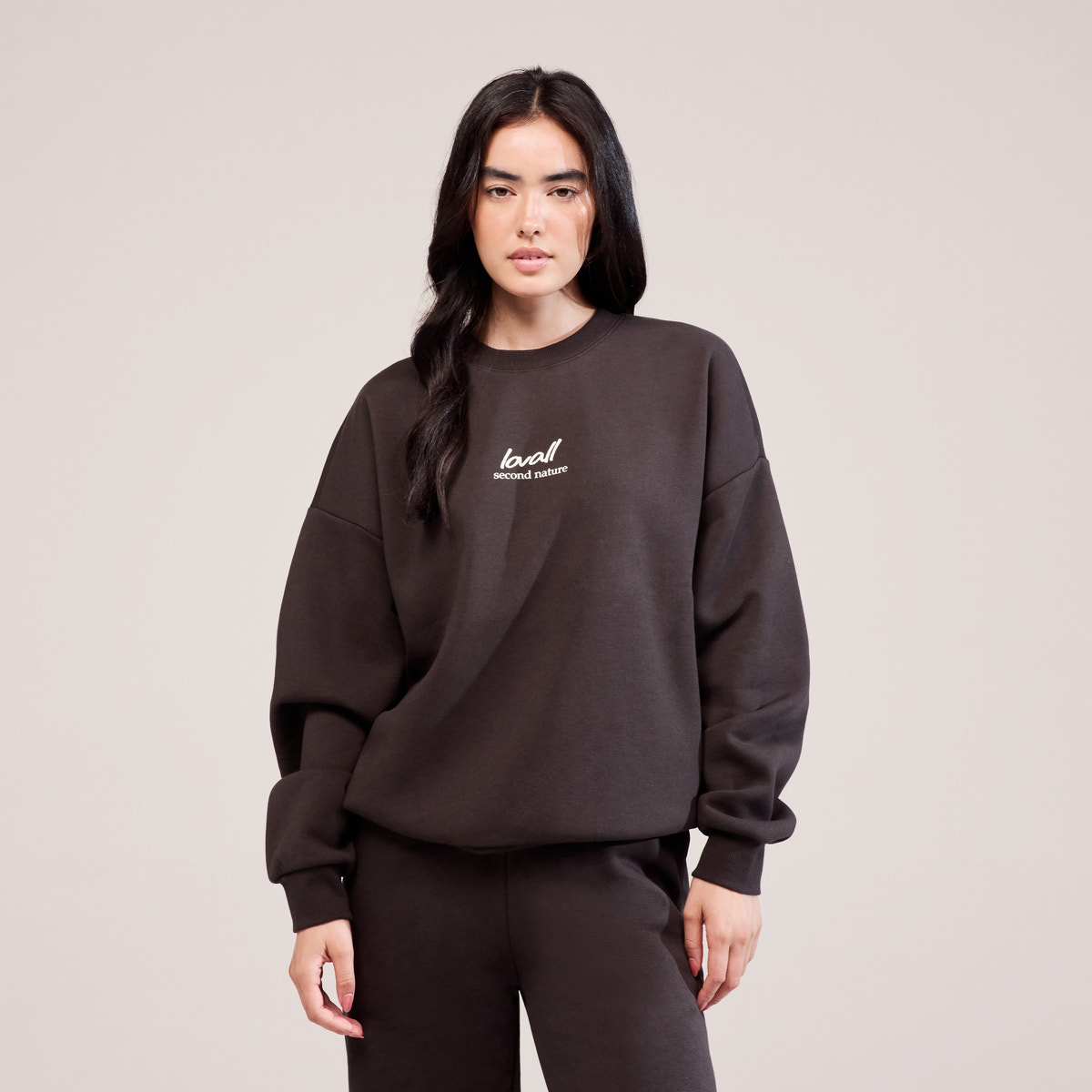 Organic Oversized Sweatshirt Landscape - Black Coffee