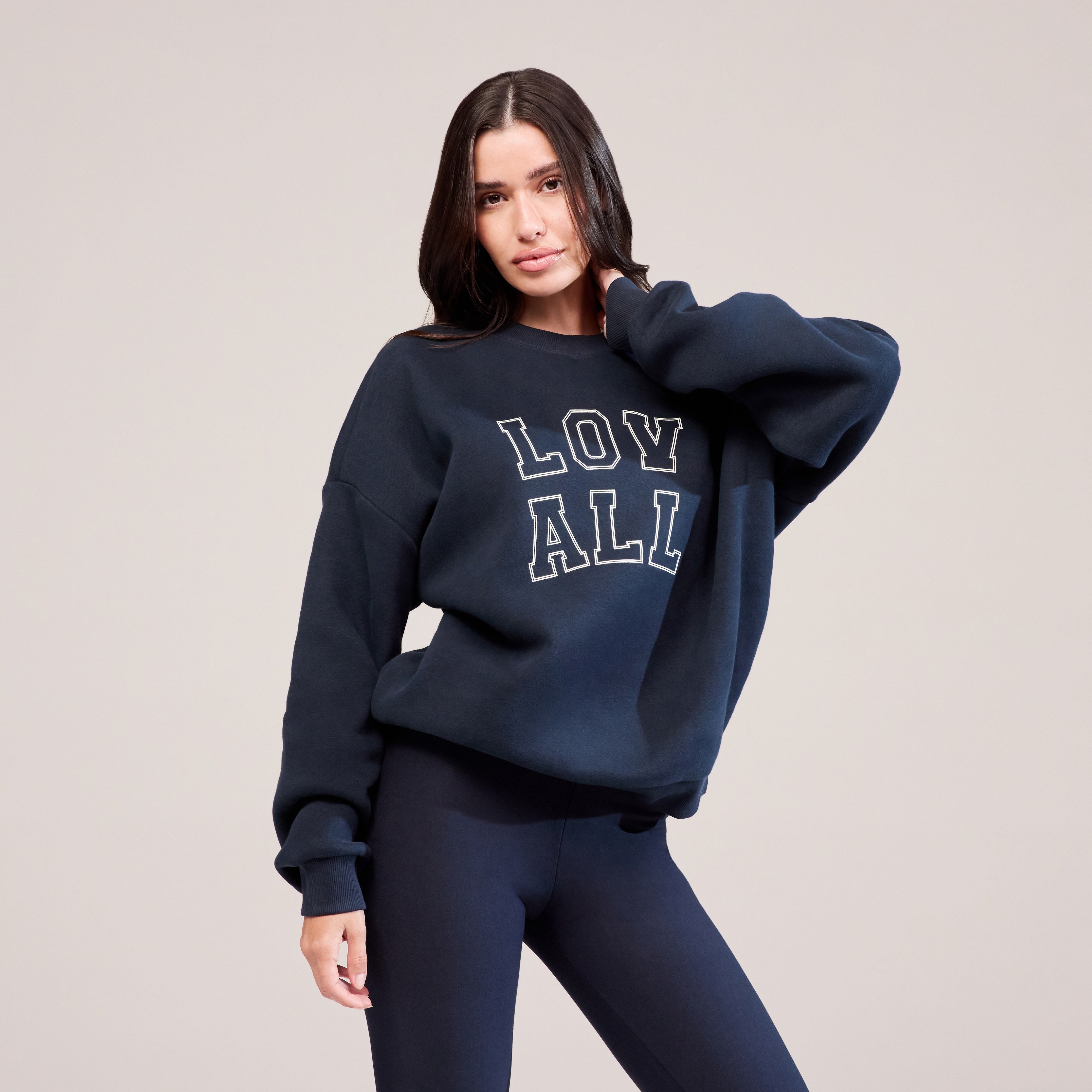 Heavyweight Oversized Sweatshirt Varsity - Vintage Navy
