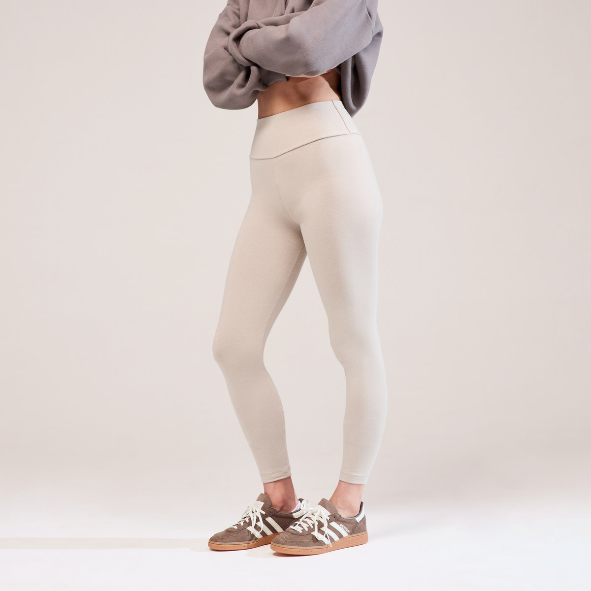 Everyday High Waisted Leggings - Oatmeal Beige