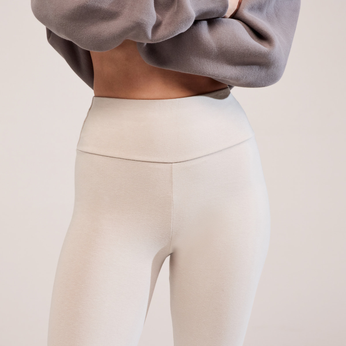 Everyday High Waisted Leggings - Oatmeal Beige