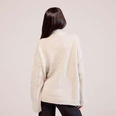 Cable Knit 1/4 Zip Jumper - Beige
