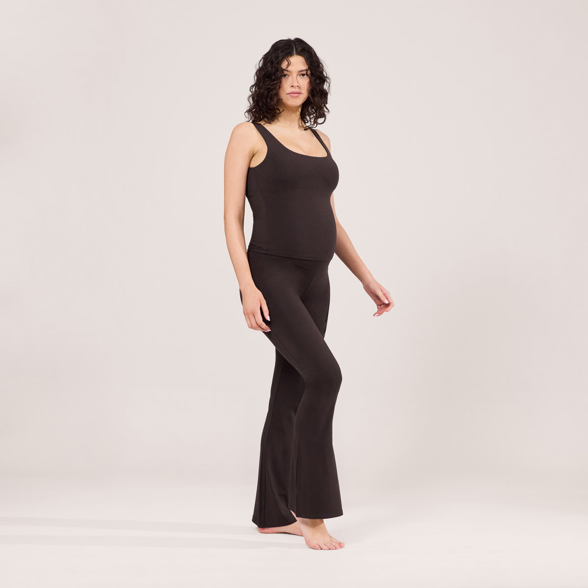 Maternity Lightweight Flare Leggings - Black Coffee