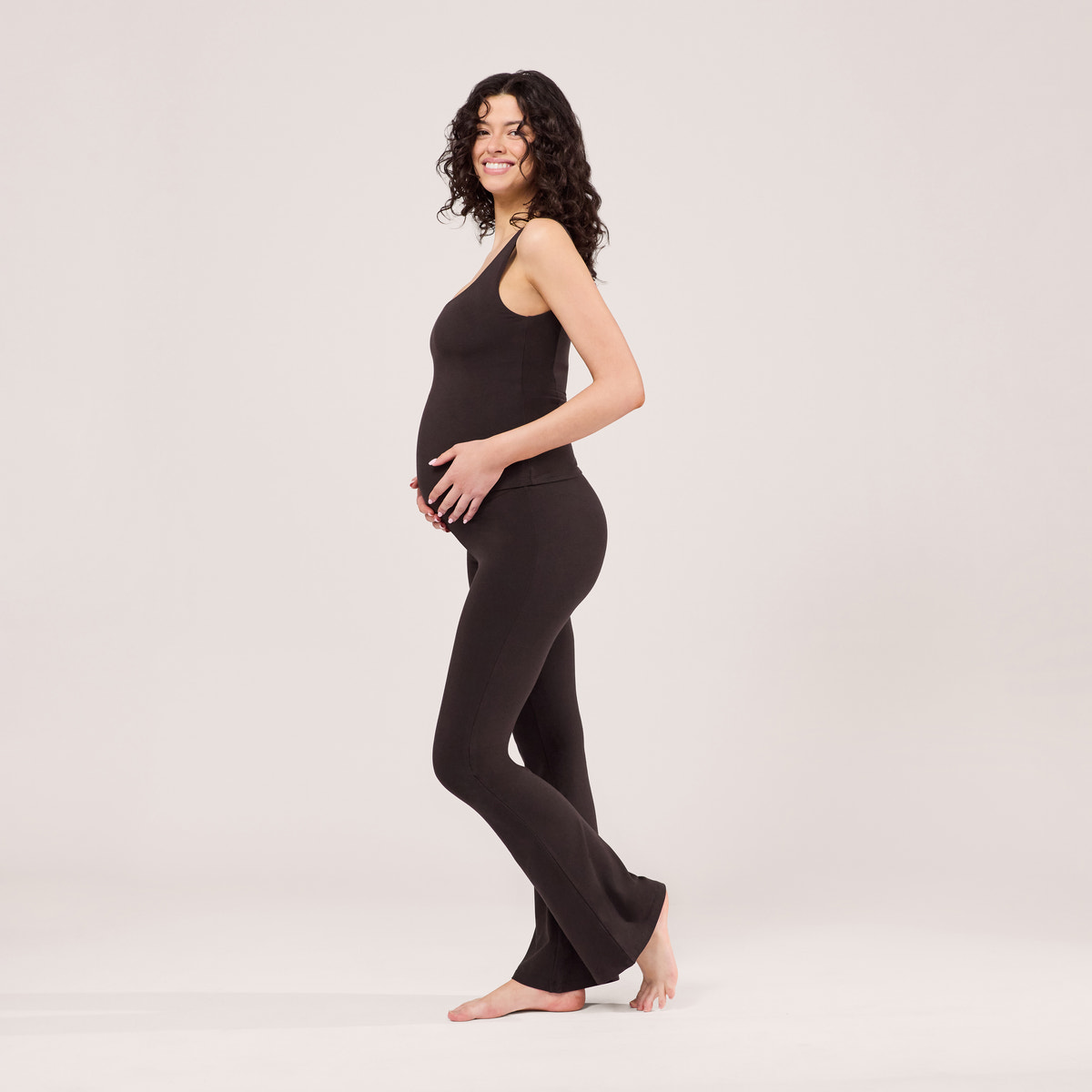 Maternity Lightweight Flare Leggings - Black Coffee