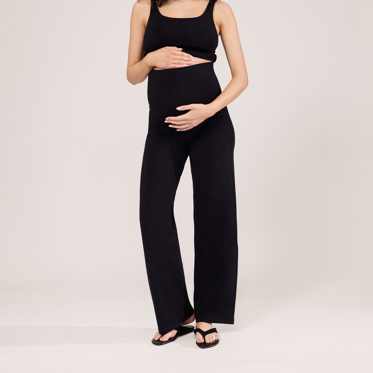 Maternity Lightweight Wide Leg Trousers - Black