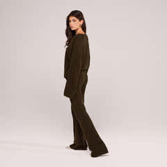 Alpaca Knit Script Oversized Jumper - Deep Olive