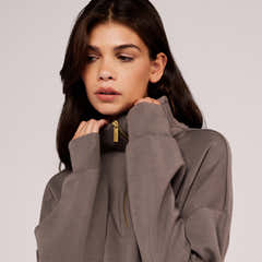 Ultimate Soft 1/4 Zip Sweatshirt - Mocha