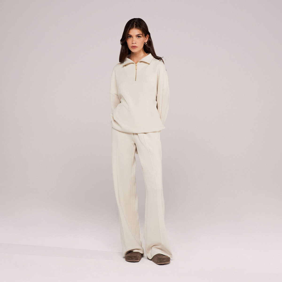 Ultimate Soft 1/4 Zip Sweatshirt - Ecru