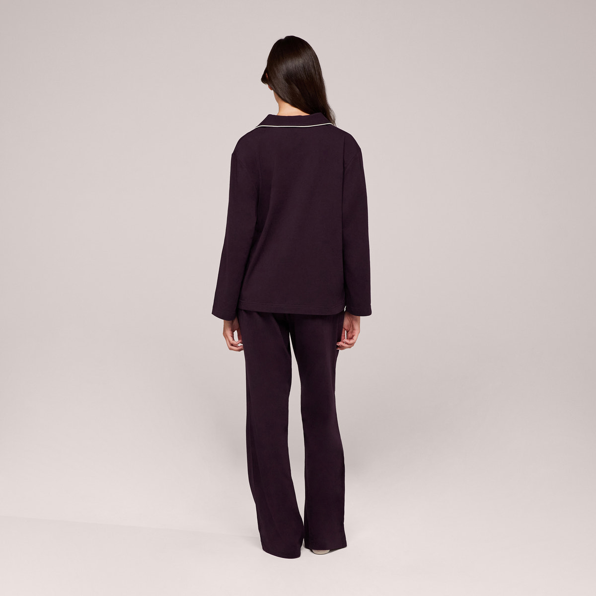 Organic Cotton Button Through Pyjama Top - Wine