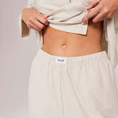 Organic Cotton Button Through Pyjama Bottoms - Neutral Stripe