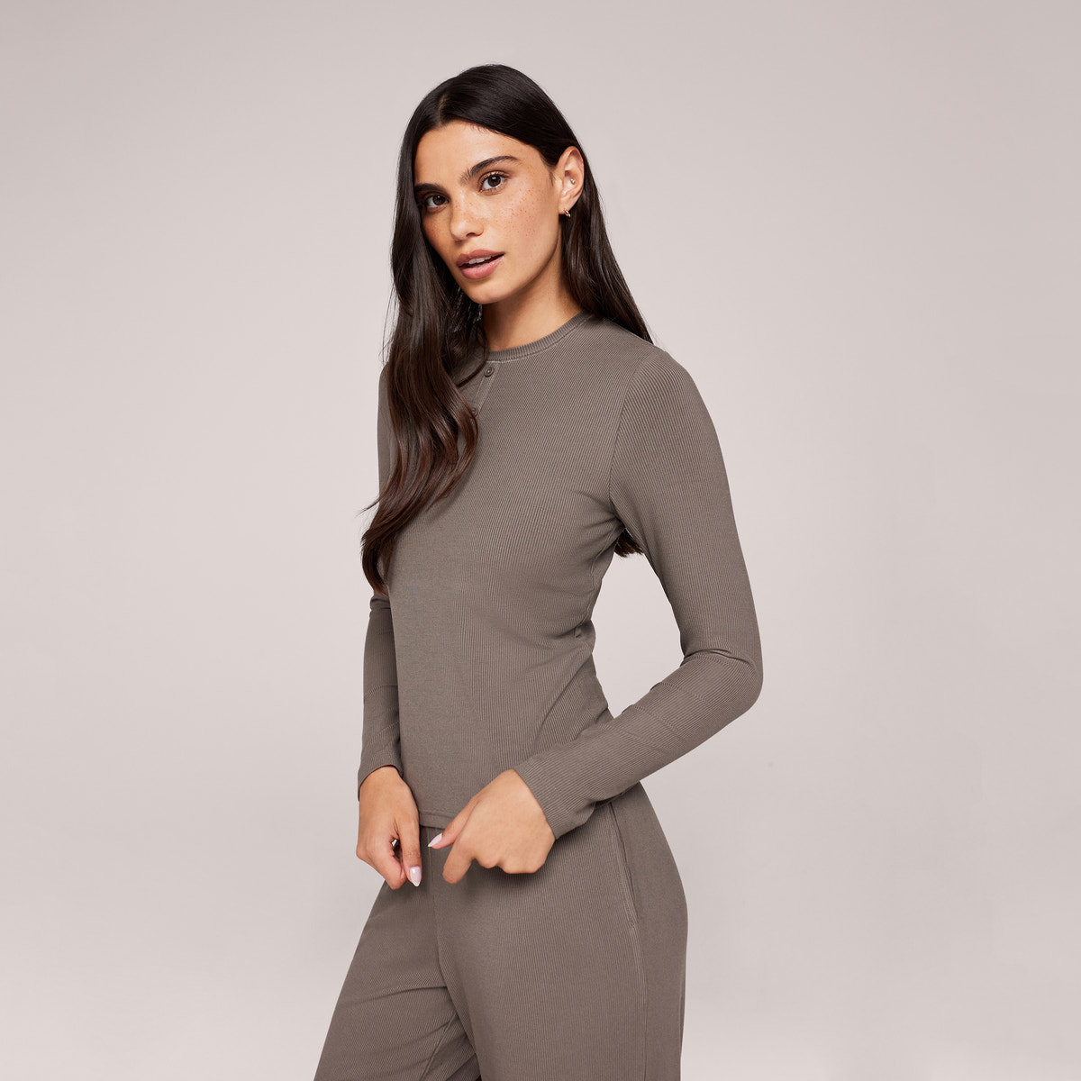 Soft Rib Lounge Top - Mocha