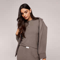 Soft Rib Lounge Top - Mocha