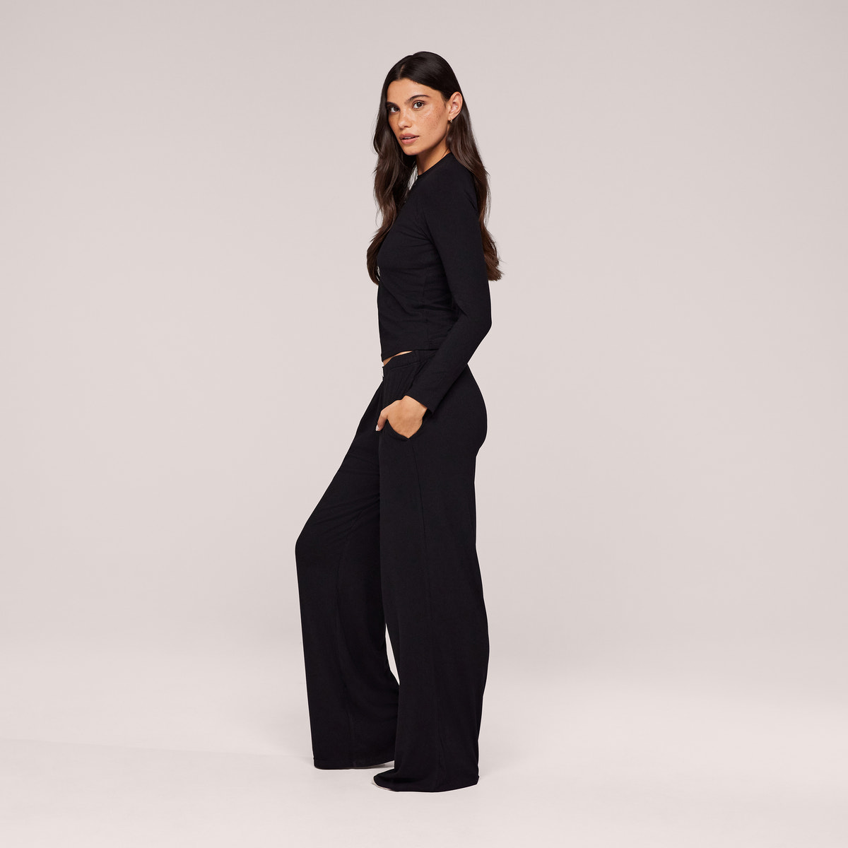 Soft Rib Lounge Top - Black