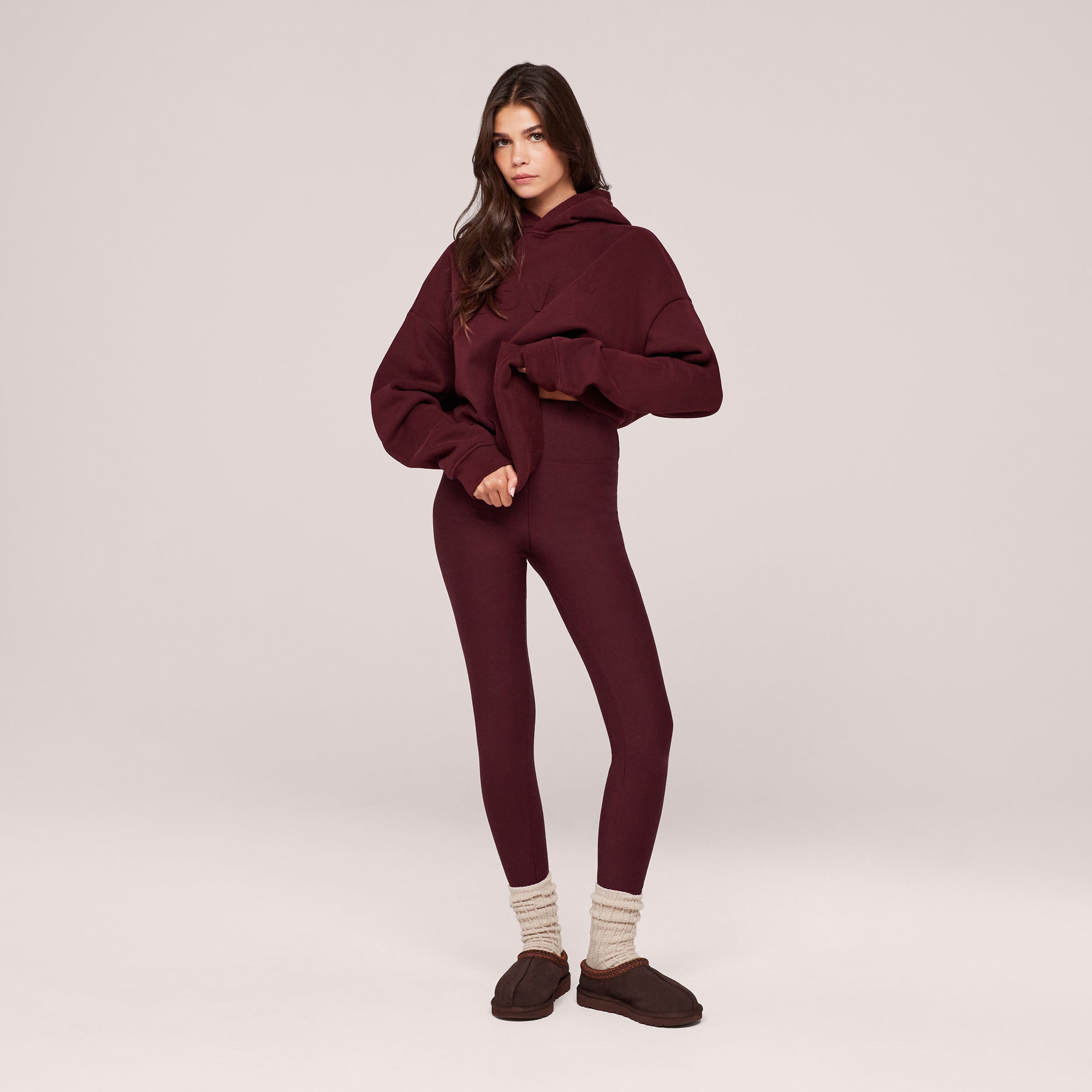 Winter Everyday Fleece-Lined Leggings - Burgundy