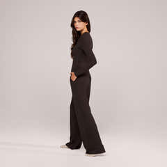 Soft Rib Lounge Top - Black Coffee