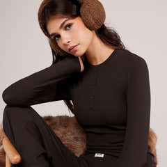 Soft Rib Lounge Top - Black Coffee
