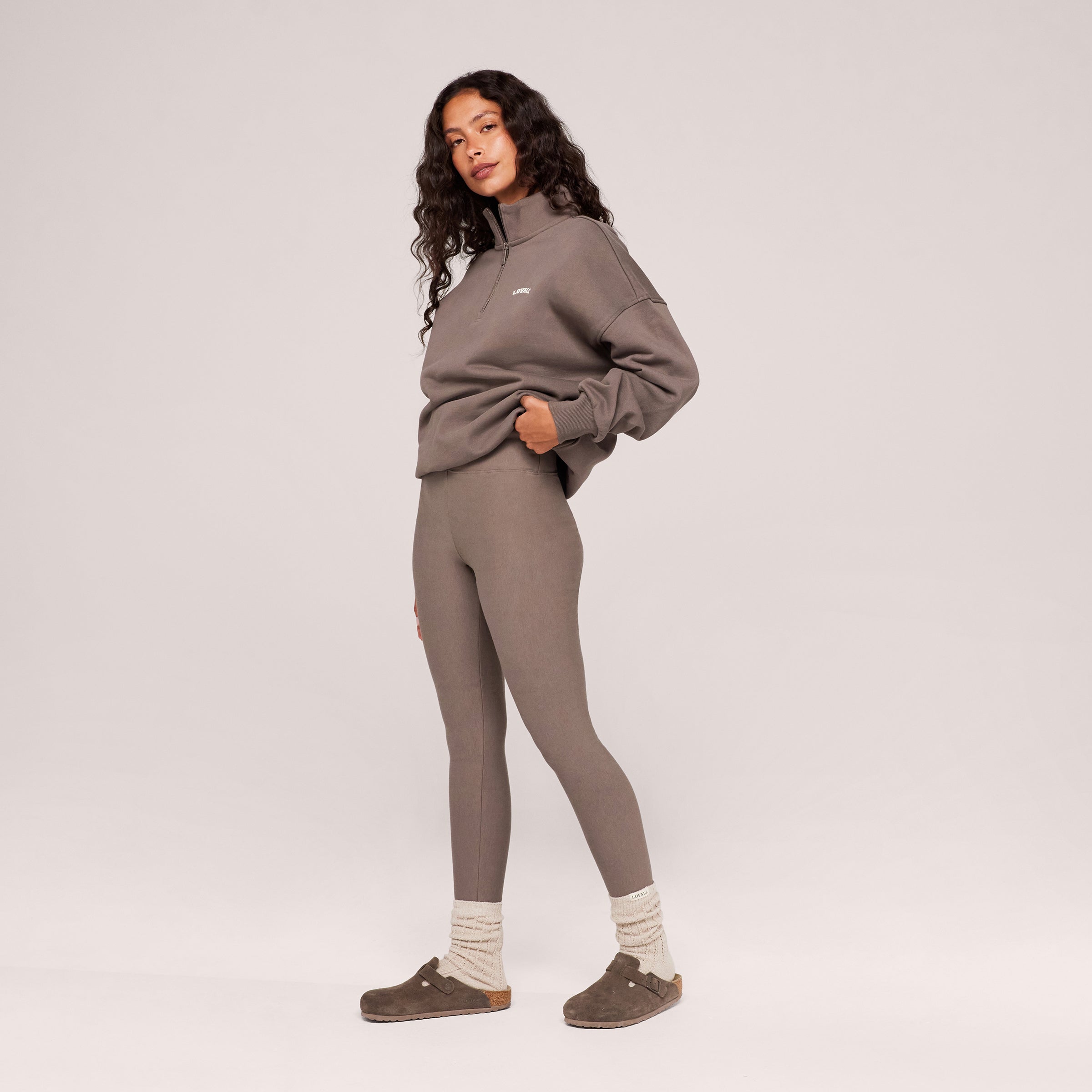 Winter Everyday Fleece-Lined Leggings- Mocha
