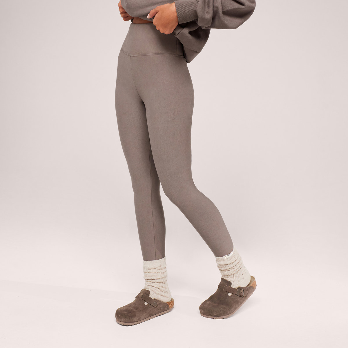 Winter Everyday Fleece-Lined Leggings- Mocha