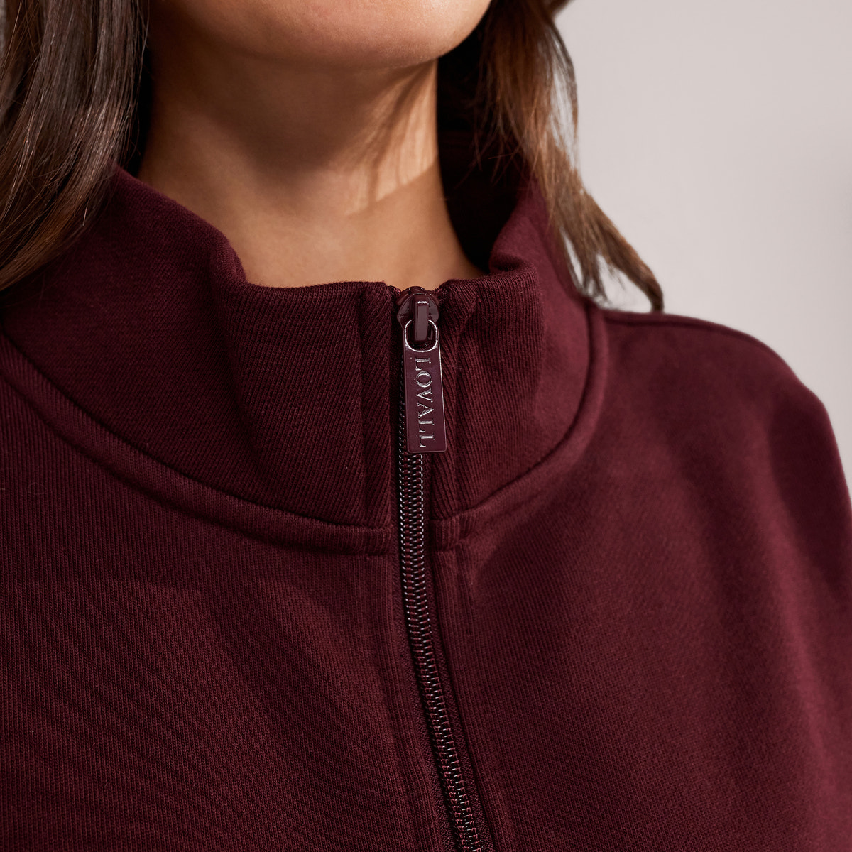 Loopback Varsity 1/4 Zip Sweatshirt - Burgundy