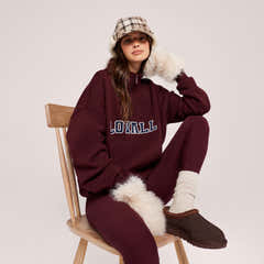 Loopback Varsity 1/4 Zip Sweatshirt - Burgundy