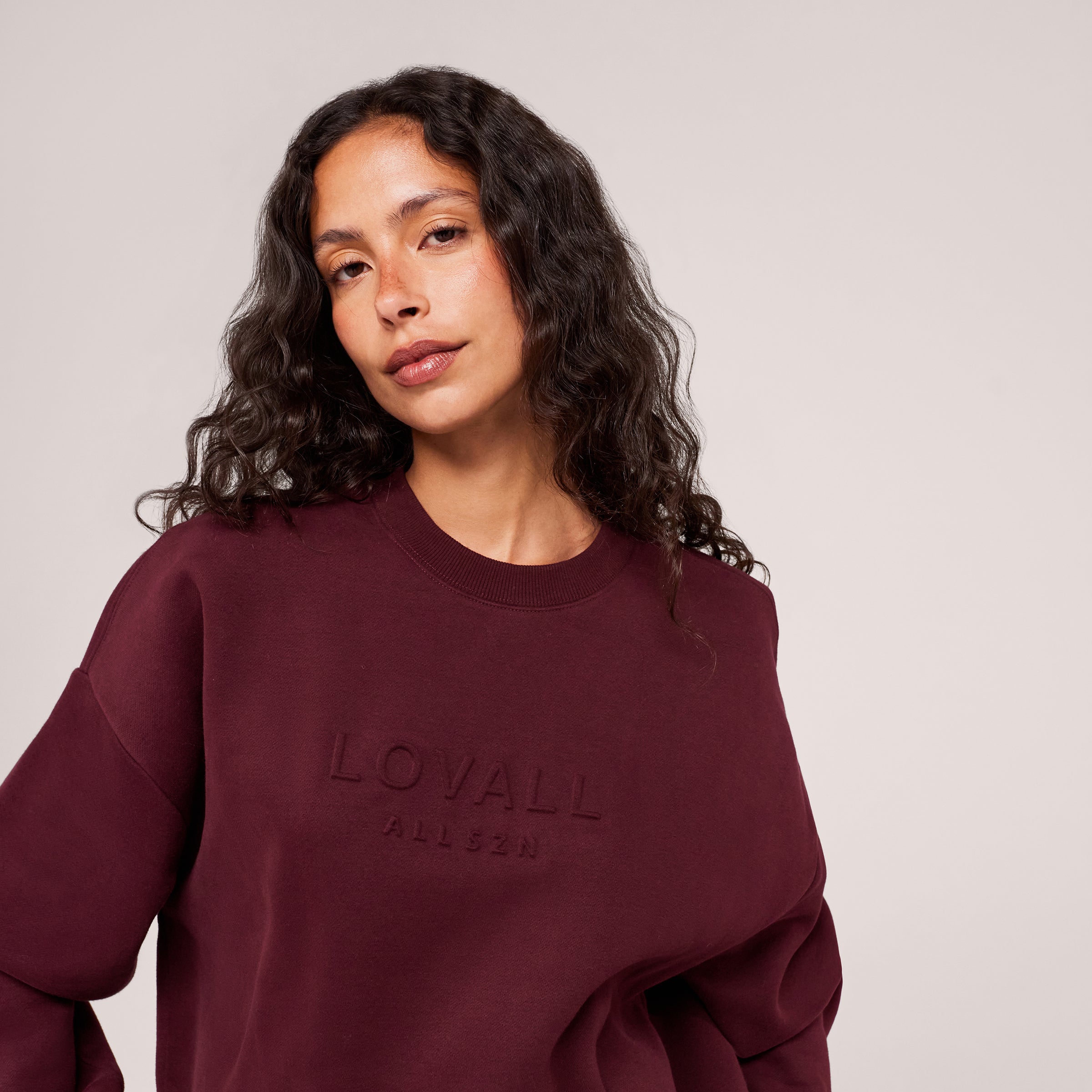Heavyweight Oversized Sweatshirt Embossed - Burgundy