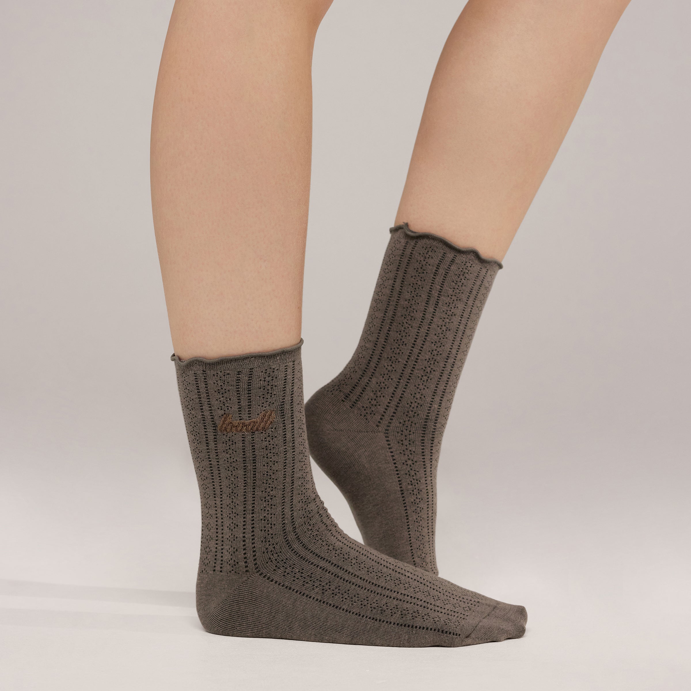 Pointelle Socks 2 Pack - Espresso/Mocha
