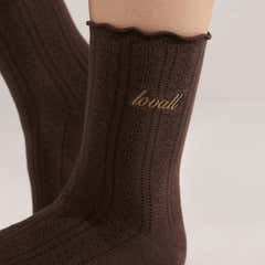 Pointelle Socks 2 Pack - Espresso/Mocha