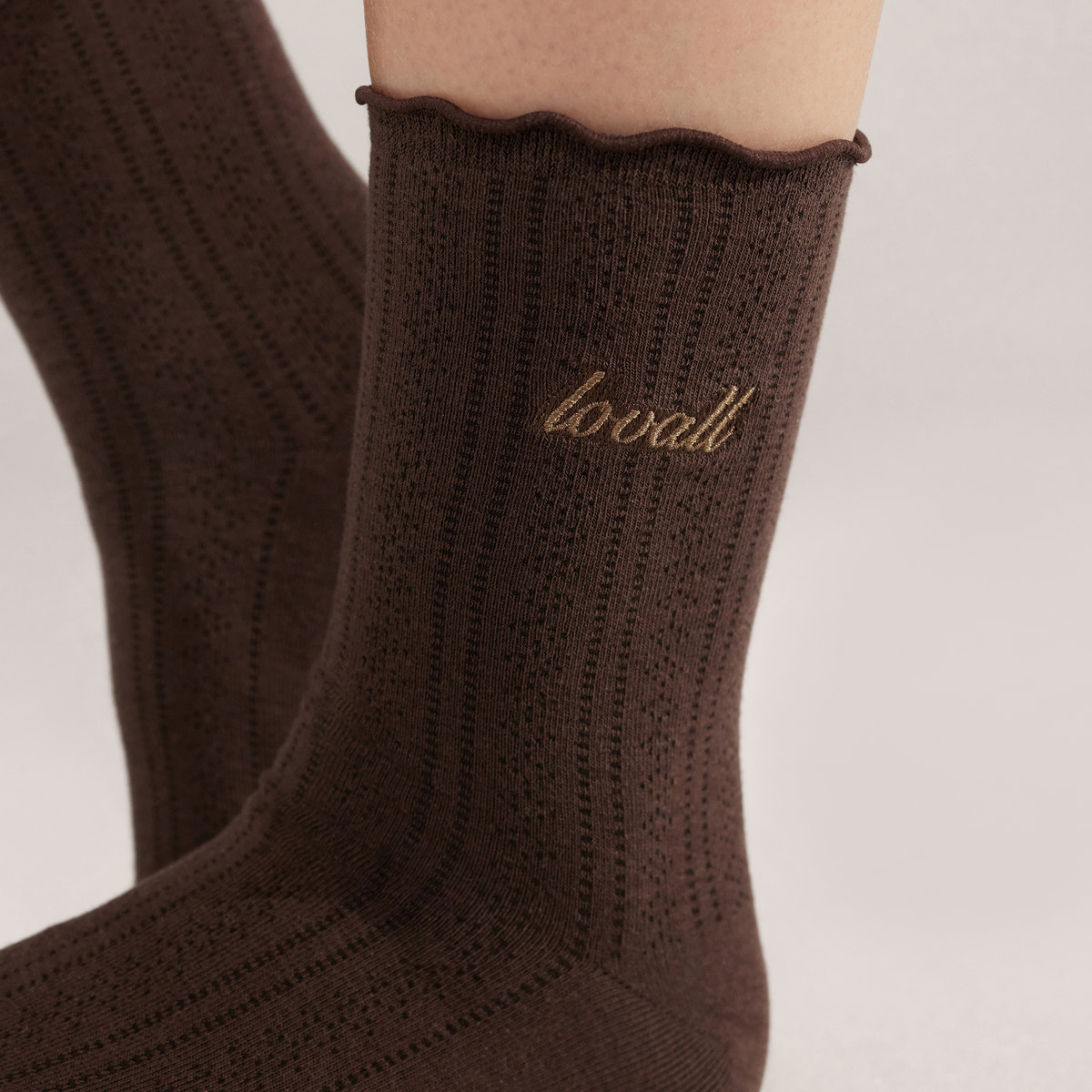 Pointelle Socks 2 Pack - Espresso/Mocha